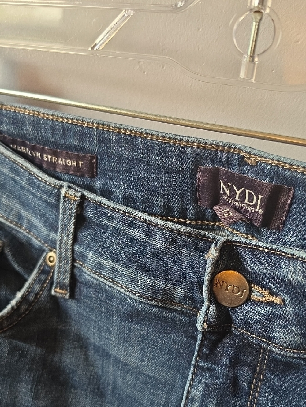 NYDJ Women's Dark Blue Straight-Leg Denim Capri Jeans - Picture 3 of 4